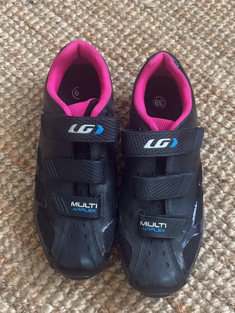 LG Black Cycling Shoes with Pink Lining